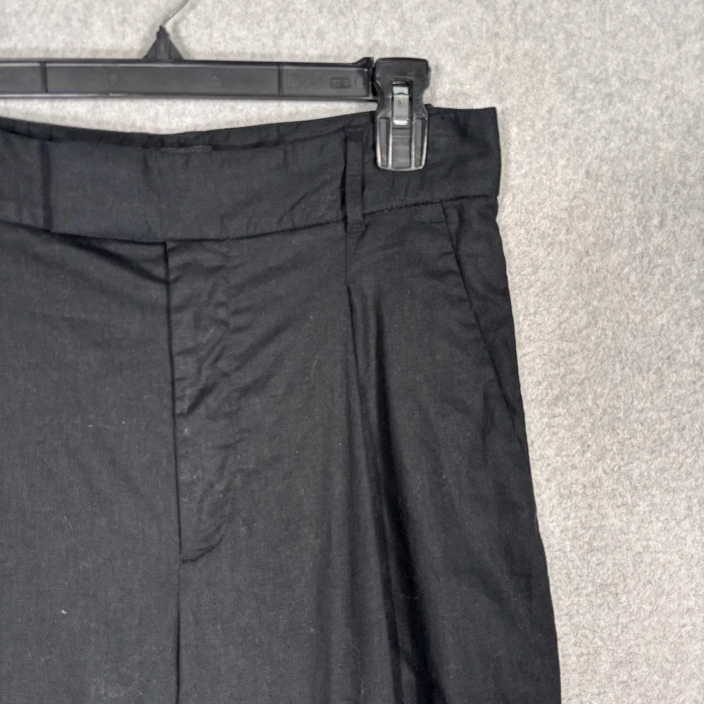 Banana Republic Pleated Wide Leg Linen Pants 8P Black High Rise Minimalist